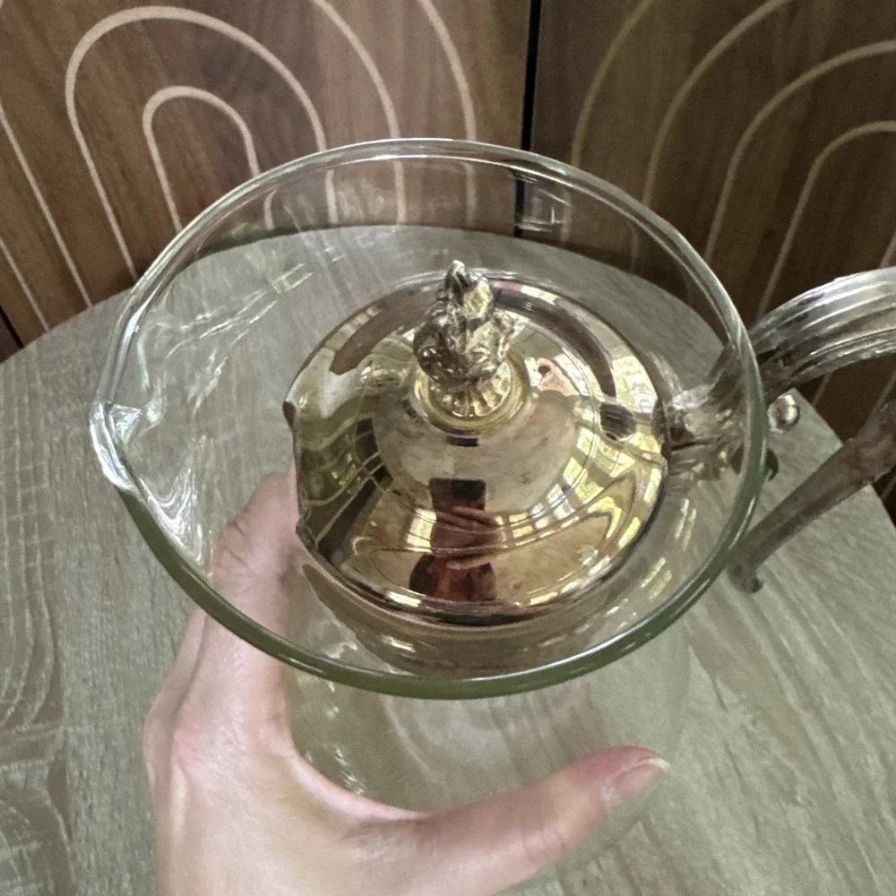 Vintage Silverplated Glass Coffee Tea Carafe Decanter Wine Pitcher 1960s